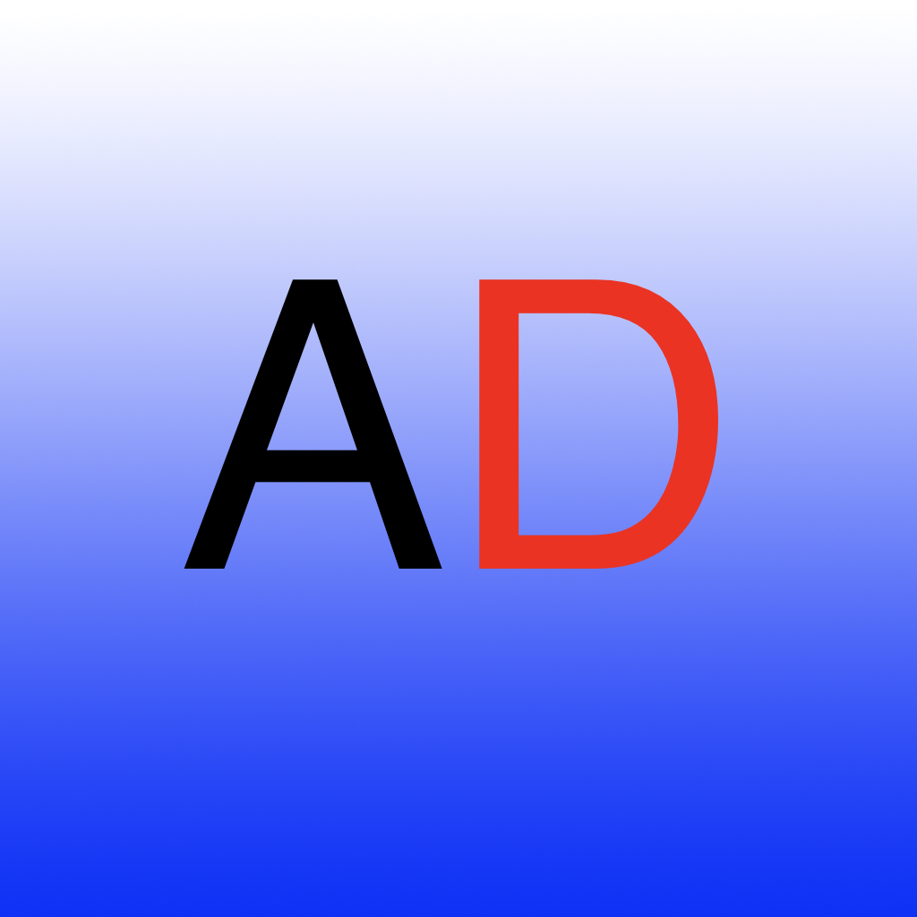 Accessidroid - Blue to white gradient with the letters A and D